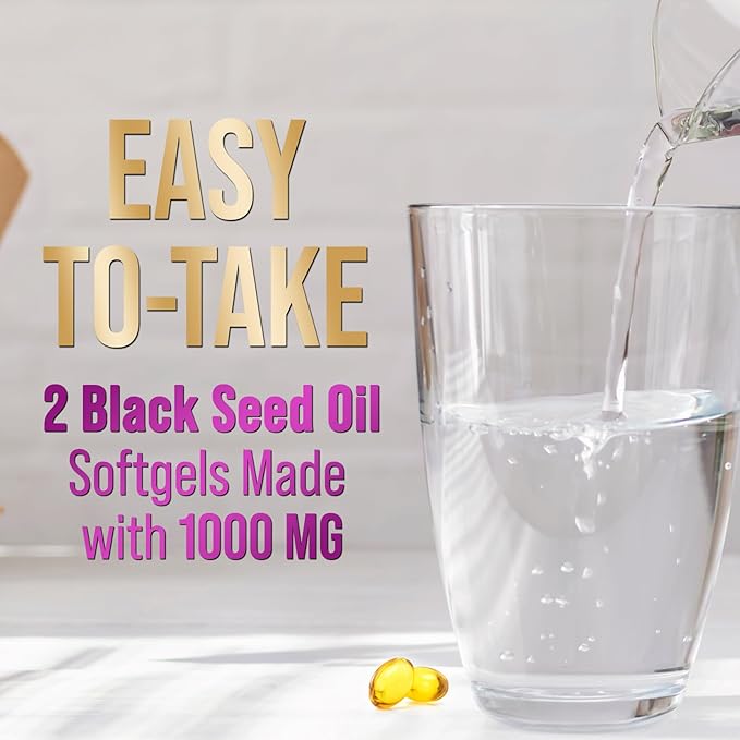 Black Seed Oil 1000mg - Premium Extra Strength Nigella Sativa Black Seed Oil - Black Cumin Seed Oil for Skin, Digestive Health & Immune Support - Non-GMO, Sugar Free & Bottled in USA - 120 Softgels