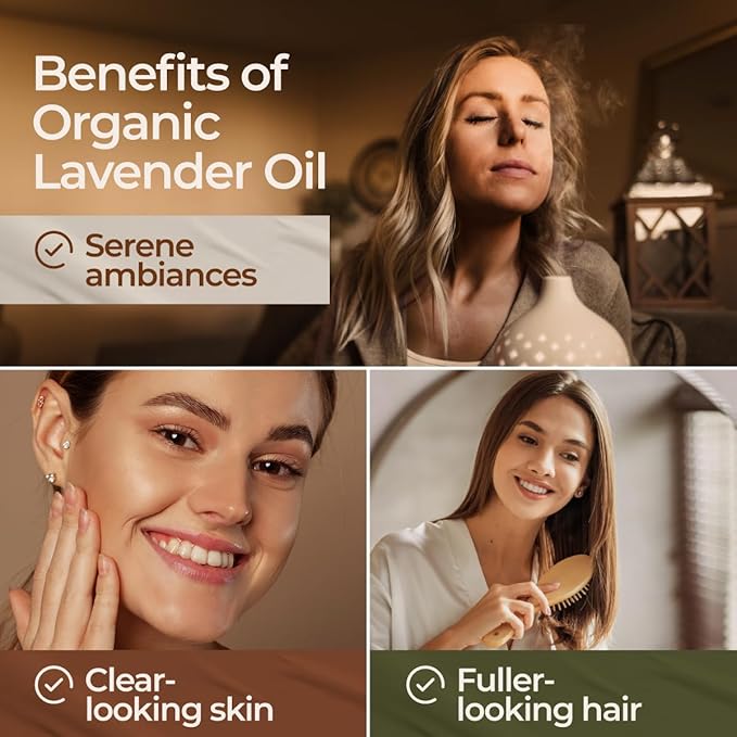Gya Labs Organic Lavender Essential Oil for Diffuser - 100% Pure Natural Organic Lavender Oil for Hair & Skin, Aromatherapy Oil for Relaxation - Self Care (0.34 Fl Oz)