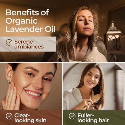 Gya Labs Organic Lavender Essential Oil for Diffuser - 100% Pure Natural Organic Lavender Oil for Hair & Skin, Aromatherapy Oil for Relaxation - Self Care (0.34 Fl Oz)