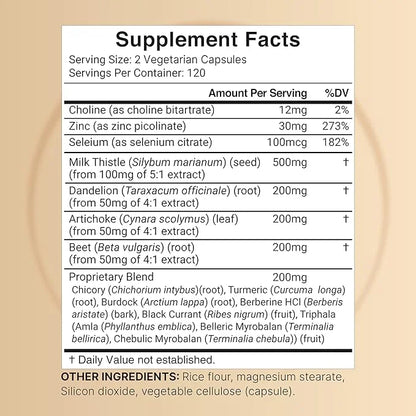 Liver Cleanse Detox & Repair Supplement, 240 Veggie Capsules|15-in-1 Complex 500mg, Dandelion 200mg, Artichoke 200mg, Black