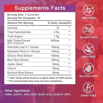 Liver Support Gummies with Milk Thistle 80% Silymarin