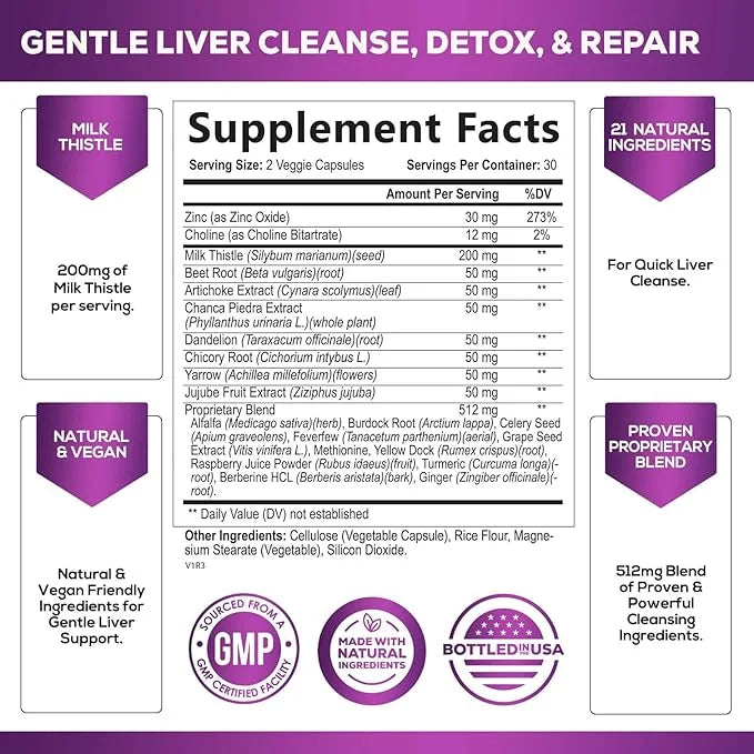 Gentle Liver Cleanse Detox & Repair Formula 60 Capsules