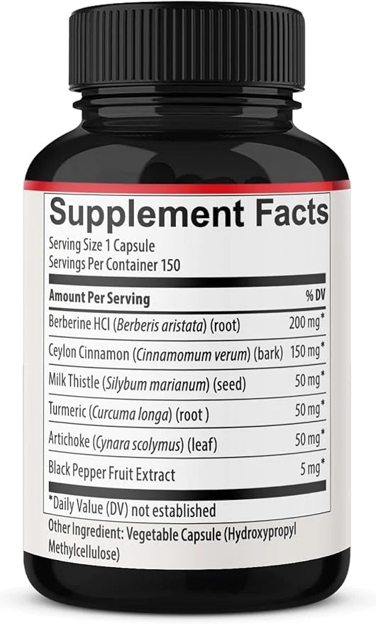 150 Capsules Berberine Supplement with Ceylon 5 Month