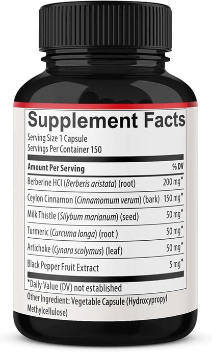 150 Capsules Berberine Supplement with Ceylon 5 Month