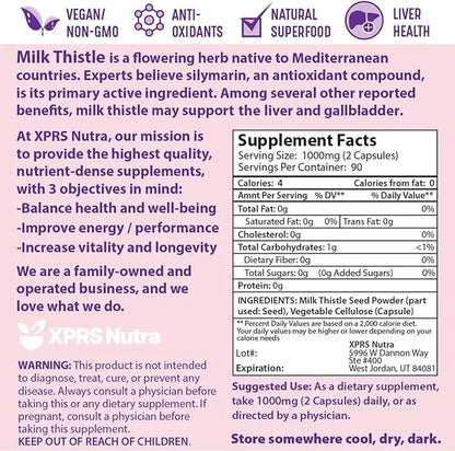 Milk Thistle Seed Capsules 180 Count (3 Month