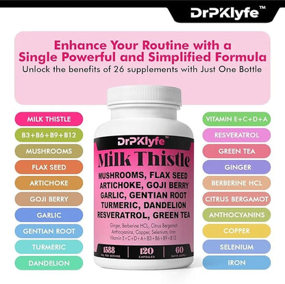 Milk Thistle,Mushroom,Flax See,Artichoke, Goji Berry, garlic, 1588 mg