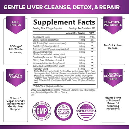 Gentle Liver Cleanse Detox & Repair Formula 240 Capsules