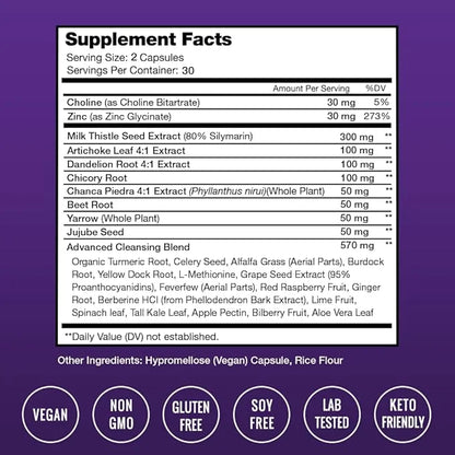 Liver Cleanse Detox & Repair Formula 20+ Herbs: 60 Capsules (2-Pack)