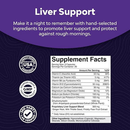 Nighttime Liver Detox & Hydration Pills (60 Capsules)