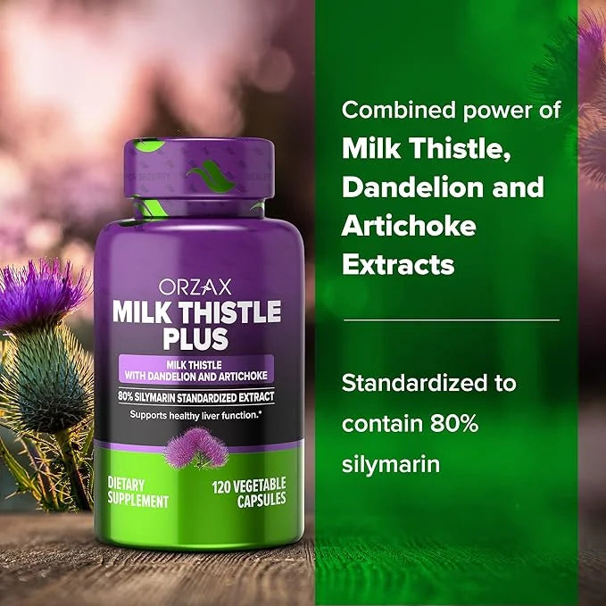 ORZAX Milk Thistle 250 mg 80% Silymarin 120 Vegetable