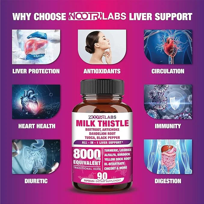All-in-1 8000mg Highest Potency Milk Thistle 90 Vegan
