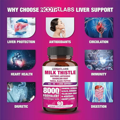 All-in-1 8000mg Highest Potency Milk Thistle 90 Vegan