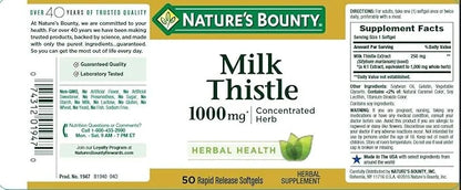 Nature's Bounty Milk Thistle 1000mg Herbal 50 CT
