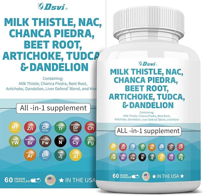 Milk Thistle 3000mg NAC Chanca Piedra 2000mg Beet 2000mg Artichoke 2000mg Dandelion 1000mg Liver Women,60 Count