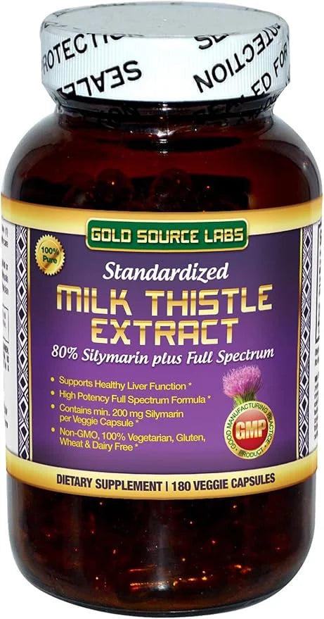 Organic Milk Thistle Capsules, 180 Caps, 80% Silymarin 450 mg,