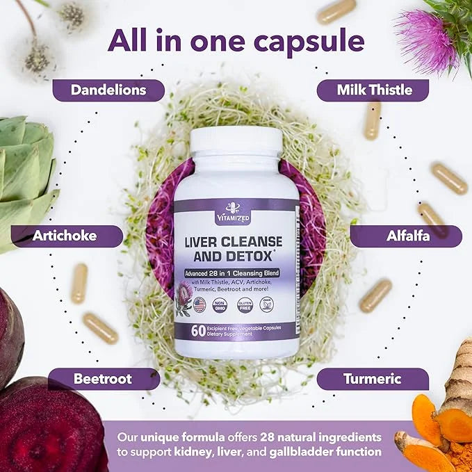 Liver Cleanse Detox & Repair Fatty 28-in-1 Advanced 60 Pills