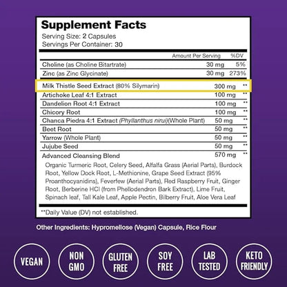 Liver Cleanse Detox & Repair Formula 20+ Herbs: 60 Capsules