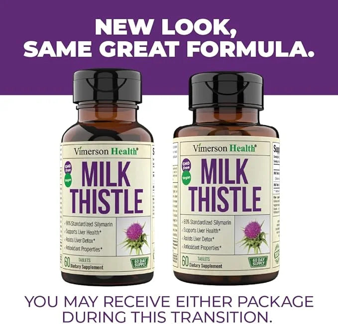 Milk Thistle Supplement for Liver Cleanse 80% Silymarin, 100% Vegan 60 Tabs