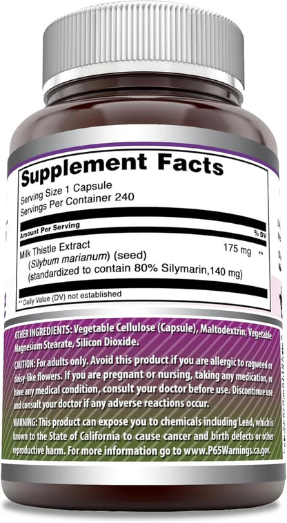 Amazing Formulas Milk Thistle 175 mg (1 Pack, 240 Count)
