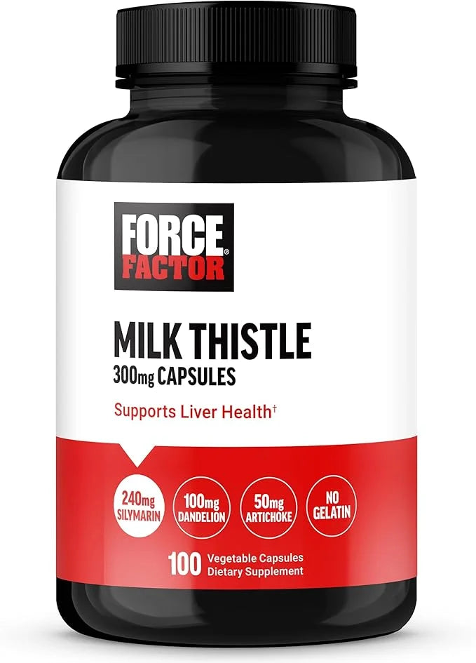 FORCE FACTOR Milk Thistle Liver Support 300mg Silymarin 100 Vegetable