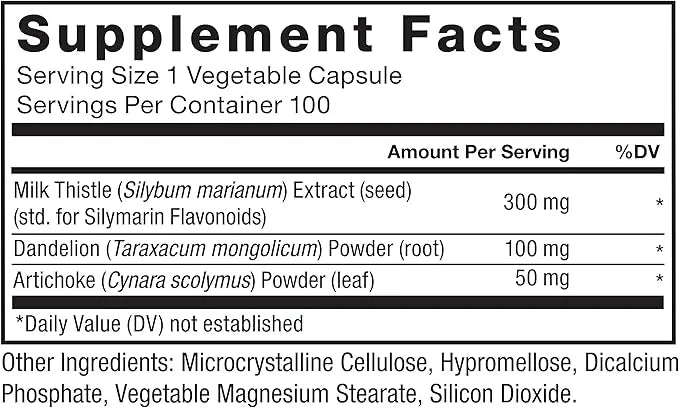 FORCE FACTOR Milk Thistle Liver Support 300mg Silymarin 100 Vegetable