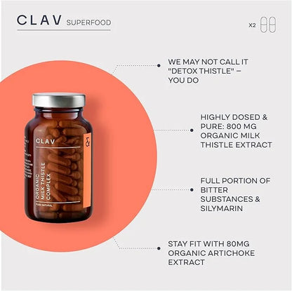 CLAV Organic Milk Thistle & Artichoke 120 Capsules (60 Days