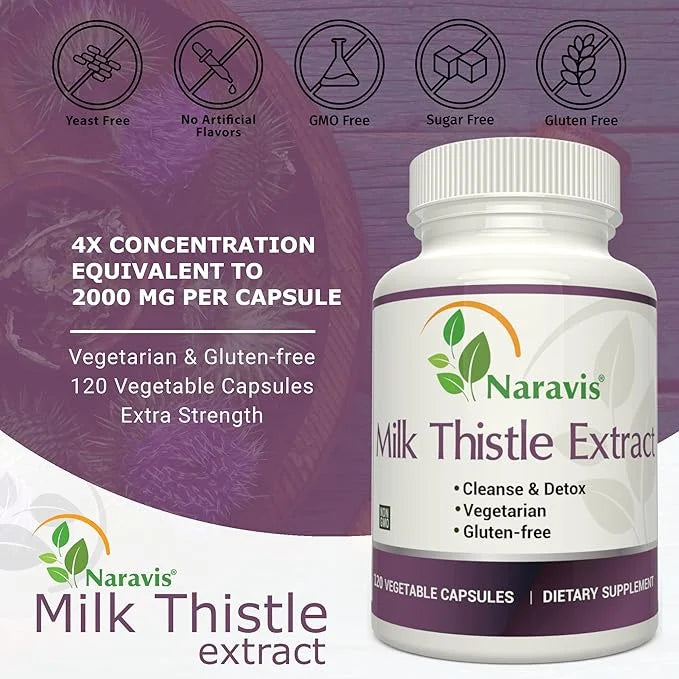 Milk Thistle Extract 4:1 Extract 2000mg - 120 Capsules