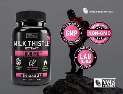 Milk Thistle Extract 1000mg Capsules 200 Servings 3rd Party