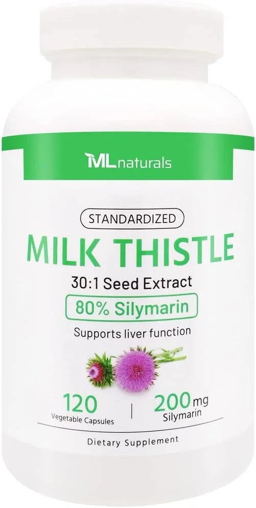 Standardized Milk Thistle 30:1 Seed Extract, 7500 mg 80% Silymarin 200 mg 120 Vegetable