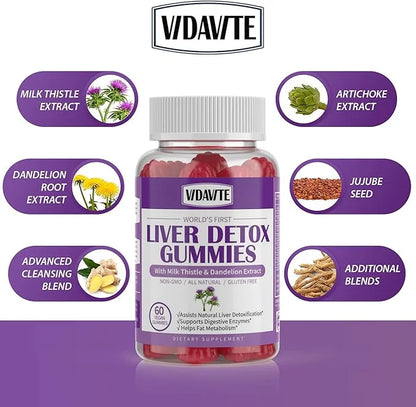 Liver Cleanse Detox & Repair Gummies 1500mg Silymarin 20+ Herbs (60 Vegan