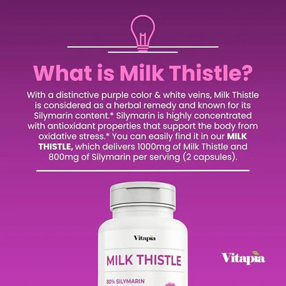 Organic Milk Thistle Supplement 70:1 Extract, 80% Silymarin, 60 Vegan