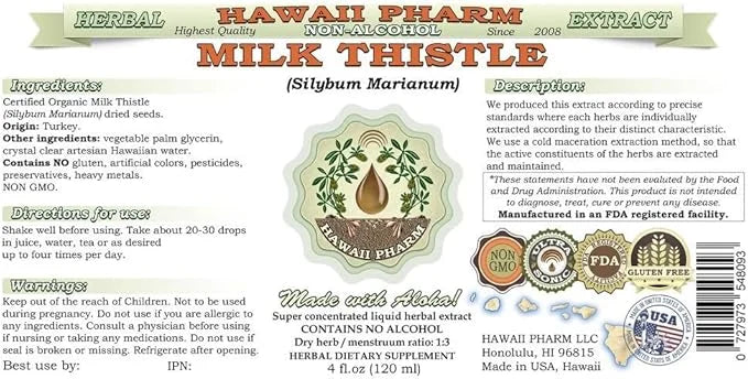 Hawaii Pharm Milk Thistle Alcohol-FREE Liquid 2x2 oz