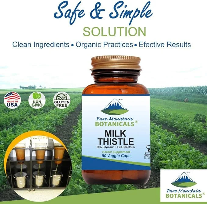 Pure Mountain Botanicals Milk Thistle Capsules 90 Kosher