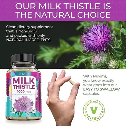 Milk Thistle 1000 mg 80% Silymarin 120 Vegan
