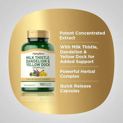 Piping Rock Milk Thistle, Dandelion & 180 Capsules