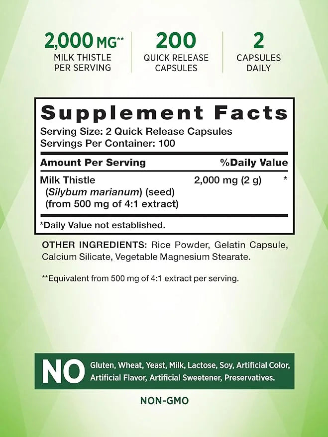 Nature's Truth Milk Thistle 2000mg | 200 Capsules