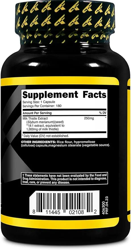 Primaforce Milk Thistle 180 Capsules 1000mg Equivalent 250mg of 4:1 Extract