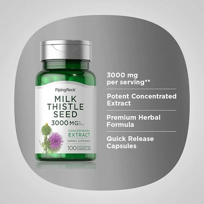 Piping Rock Milk Thistle Supplement 3000mg 100 Capsules