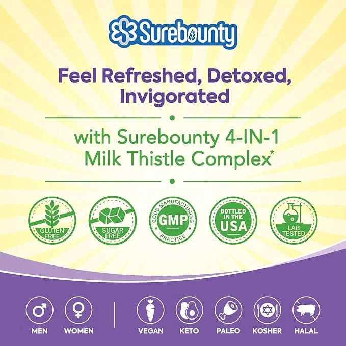 4-in-1 Milk Thistle Complex for Men 30X Milk (80% Silymarin), 90 Veggie