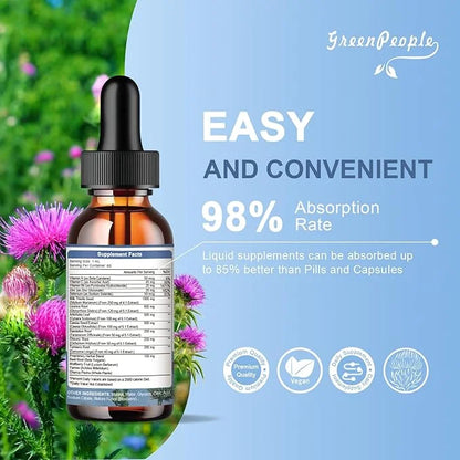 Liver Health Support Liquid-Liver Cleanse Detox 1000mg Milk 500mg Artichoke 17x Potent 2Fl Oz