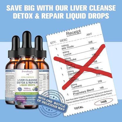 Liver Health Support Liquid-Liver Cleanse Detox 1000mg Milk 500mg Artichoke 17x Potent 2Fl Oz