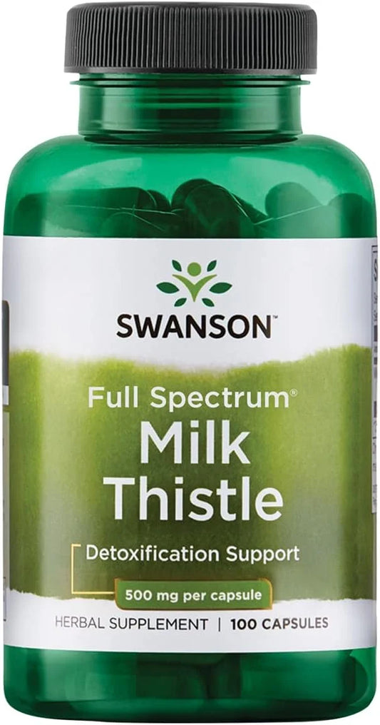Swanson Milk Thistle-Herbal Liver Support Supplement-Natural Wellbeing-(100 Capsules, 500mg Each)