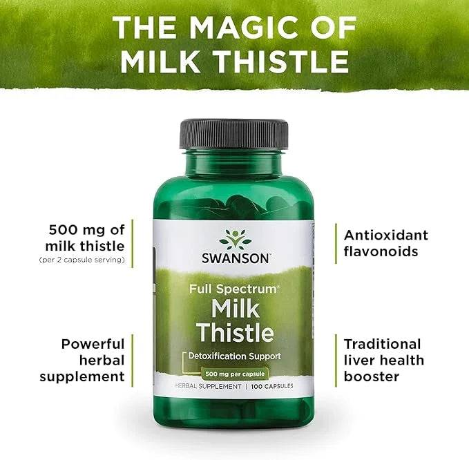Swanson Milk Thistle (100 Capsules, 500mg Each) 2 Pack