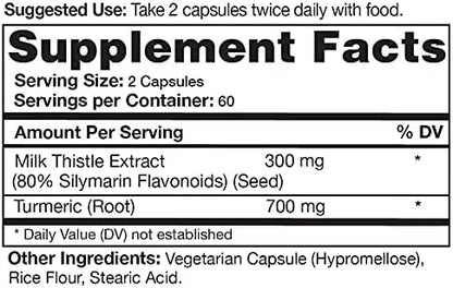 Milk Thistle Extract (80% Silymarin Flavonoids) 120 Capsules