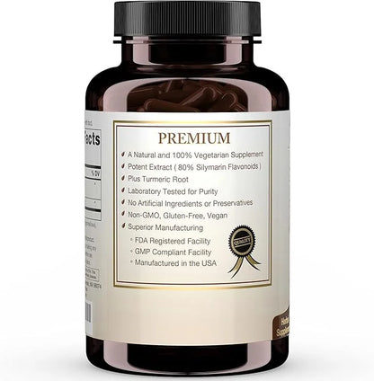 Milk Thistle Extract (80% Silymarin Flavonoids) 120 Capsules