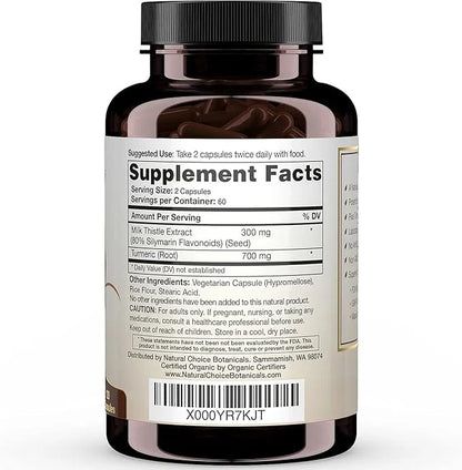 Milk Thistle Extract (80% Silymarin Flavonoids) 120 Capsules