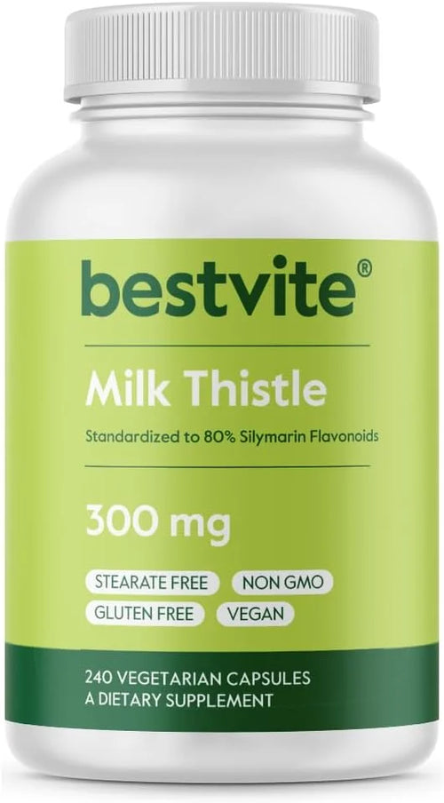 BESTVITE Milk Thistle 300mg (240 Vegetarian Capsules) 80% Silymarin
