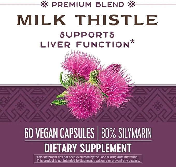 Nature's Way Milk Thistle, Supports Liver 175 mg 80% Silymarin 60 Capsules