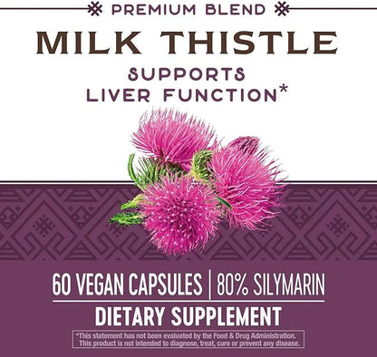 Nature's Way Milk Thistle, Supports Liver 175 mg 80% Silymarin 60 Capsules