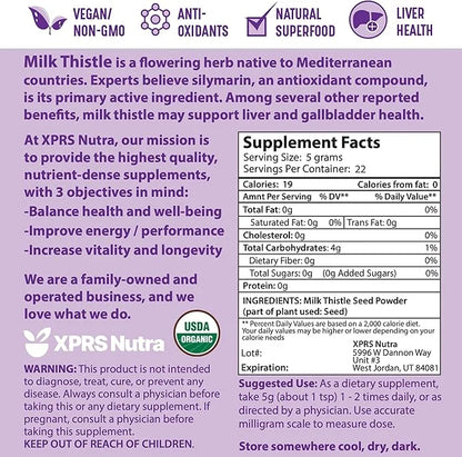 XPRS Nutra Organic Milk Thistle Seed Powder (4 Ounce)